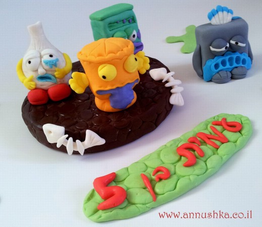 ערכה לקישוט עוגה -זבלונים מבצק סוכר